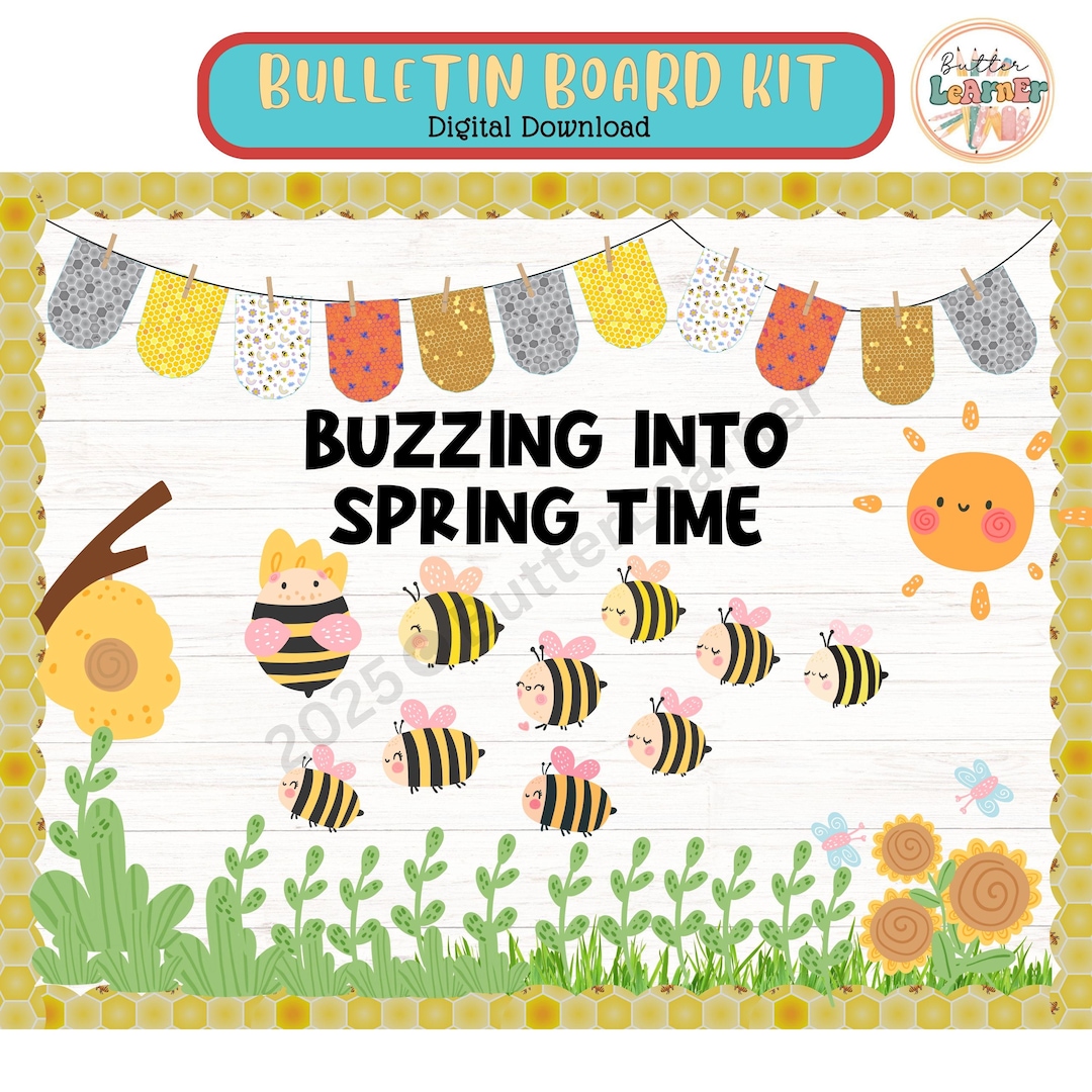 Spring Bulletin Board Bee Theme Classroom Door Decor Kit Printable - Etsy