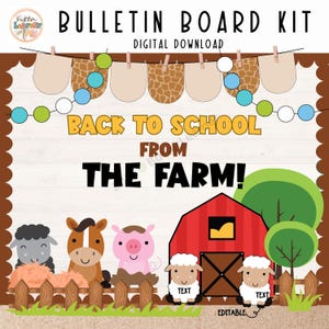 Farm Classroom Bulletin Board Kit | Editable Farm-tastic Class Sign | Back to School Decor | Barnyard Theme Poster | Digital Download