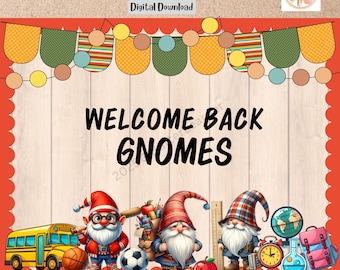 Gnome Welcome Back to School Bulletin Board Kit (Editable, Digital Download)