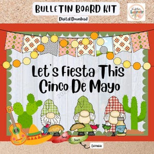 Fiesta Cinco De Mayo Bulletin Board Kit Spring Mexican Party Door Decor Editable