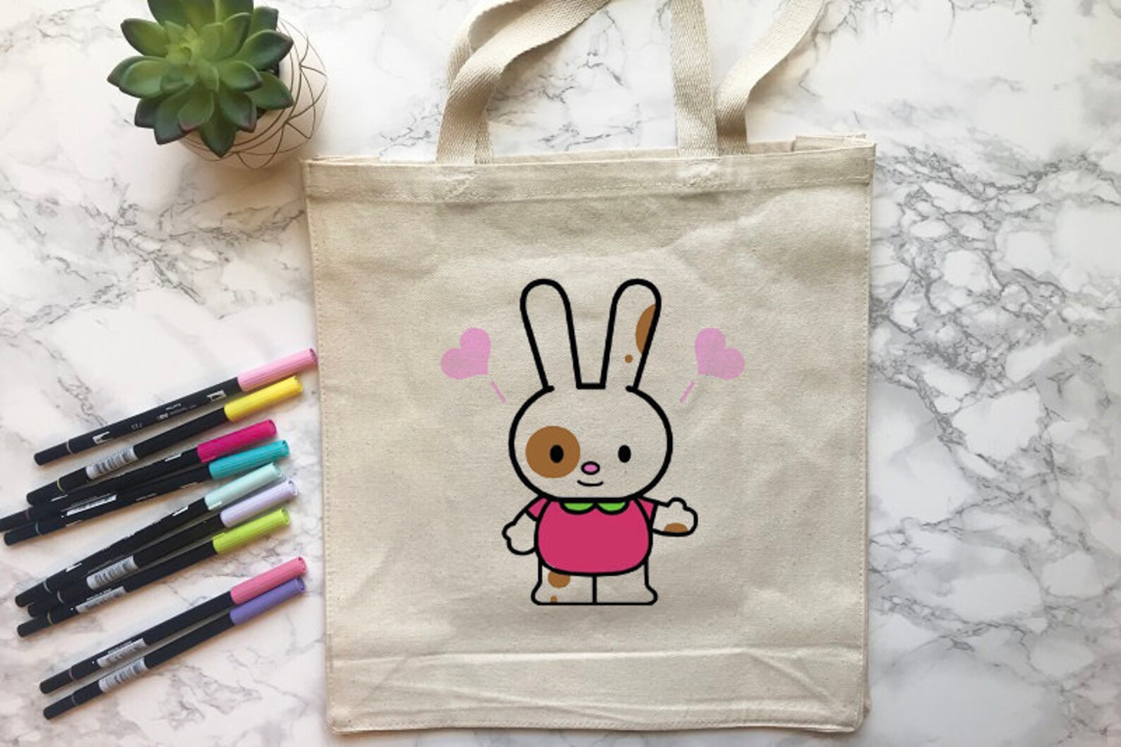 Easter Bunny Tote Canvas Tote Bag Easter Gift Bag Etsy