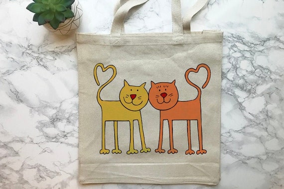 Cats Tote Bag Fun Totes Canvas Tote Bag | Etsy