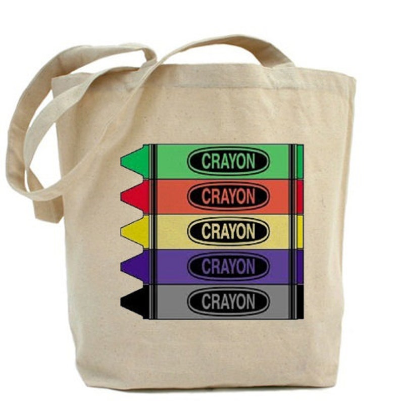 Crayon Tote Bag Canvas Tote Bag Kids Craft Bag Fun Tote Etsy