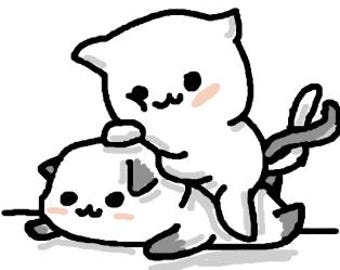 Cute Cartoon Chibi Cats Kittens Playing