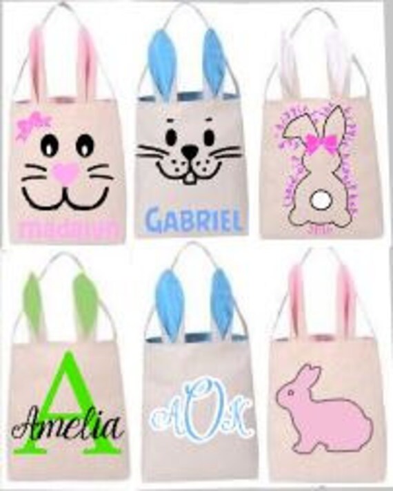Bunny Ears Canvas Easter Baskets Bags Custom Designed Etsy