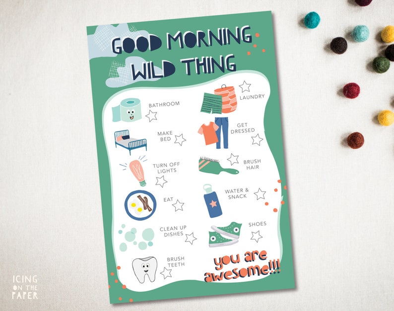 Boy Get Ready Morning Chore Chart Checklist Etsy