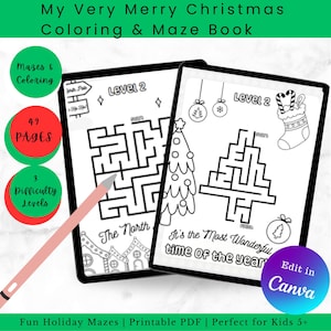 Christmas Coloring Book Printable | Holiday Coloring Pages for Kids & Adults | Easy Winter Fun | Festive Digital Download