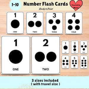 Cartes flash pour enfants d'âge préscolaire Cartes flash pour compter et à clipser Cartes flash Montessori 1-10 Cartes flash à téléchargement immédiat