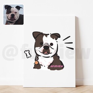 Custom pet portrait canvas personalized dog artwork cute cartoon pet drawing custom dog wall art gift for dog  Catlovers pet memorial print