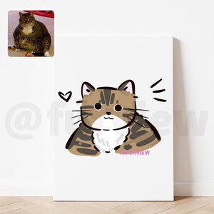 Custom pet portrait canvas personalized dog artwork cute cartoon pet drawing custom dog wall art gift for dog  Catlovers pet memorial print