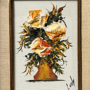 MCM Original Signed Textured Oil Painting Flowers