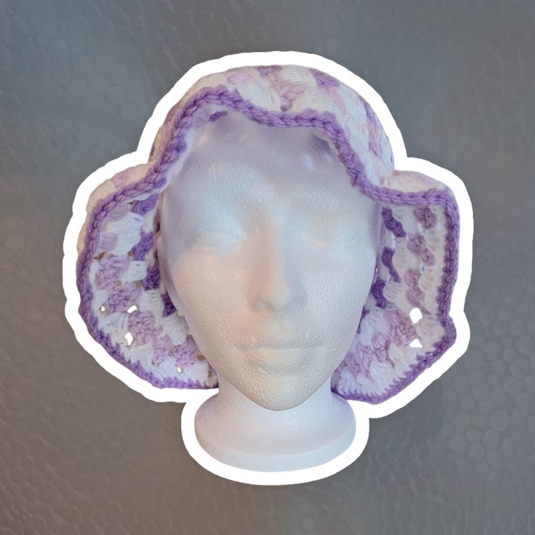 Lavender/purple/white Tri Color Handmade Crochet Granny  display picture 2