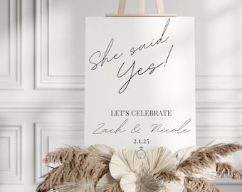 Engagement Party Sign, She Said Yes Welcome Sign, Engagement Party Welcome Sign, Minimalist Welcome Sign, Engagement Party Sign Template