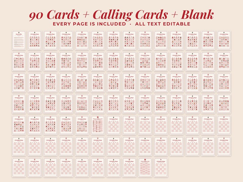 Every page included: how to play, 60 picture cards, picture calling cards, 30 word cards, word calling cards and a blank card.