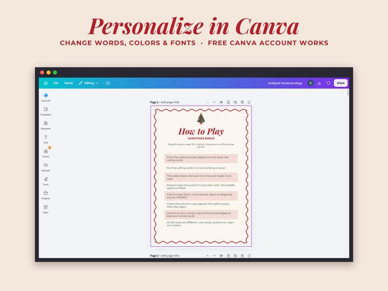 The template open in the Canva editor, ready to personalize.