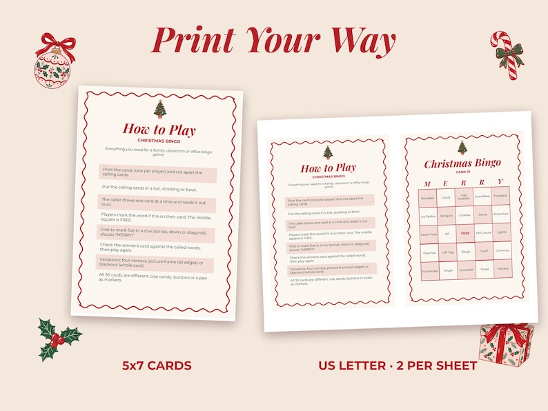Print sizes: 5x7 cards or US Letter with two cards per sheet.