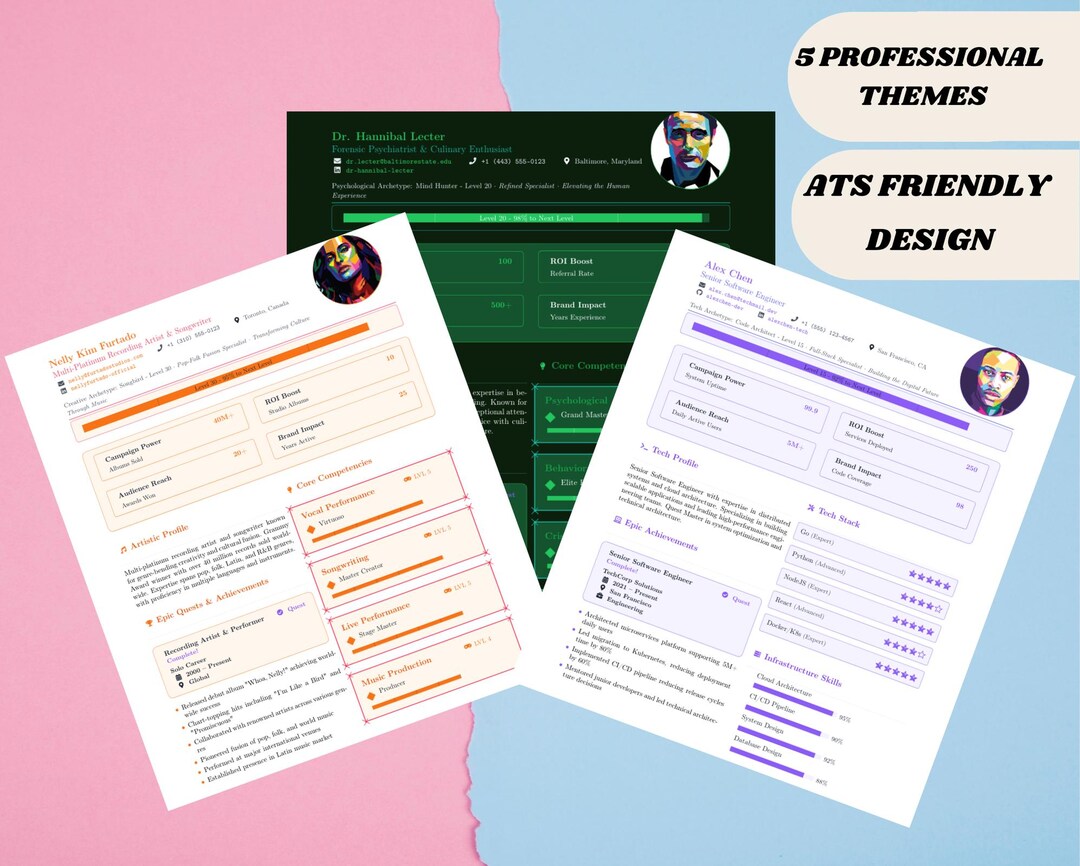 Professional Gamified Latex Resume Template Custom Resume Service Ats