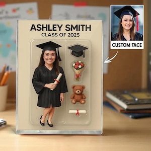Personalized 3D Effect Graduation Action Figure Plaque, Custom Photo Graduation Action Figure Acrylic Block, Graduation Acrylic Plaque,