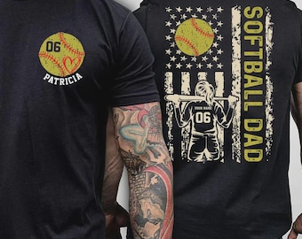 Personalized Softball Dad Shirt, Custom Softball Name & Number Shirt, Fathers Day Gifts, Softball Game Day Daddy Shirt, Gift Shirt for Dad