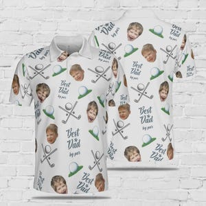 Funny Best Dad By Par Shirt, Custom Face for Dad Golfer Shirt, Short Sleeve Golf Shirt for Husband, Short Sleeve Golf Shirt, Best Dad Shirt