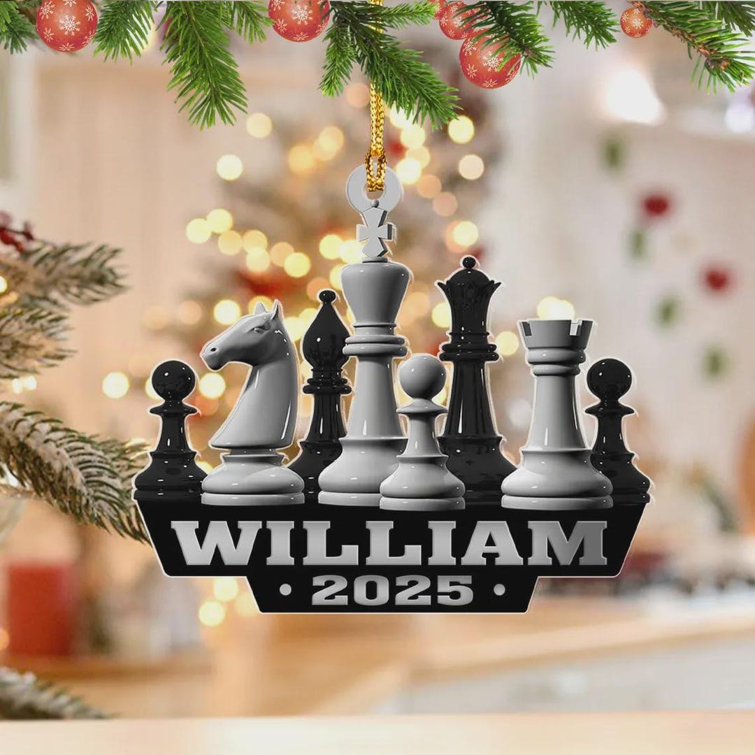 Custom Chess Board Christmas Ornament, Chess Board Ornament, Chess ...