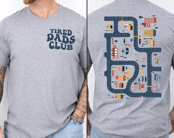 Play Cars On Dad's Back Mat Road Car Race Track Shirt, Tired Dads Club Shirt, Cute Tired Dads Club Tee, Grandpa & Daddy Day Children Gifts