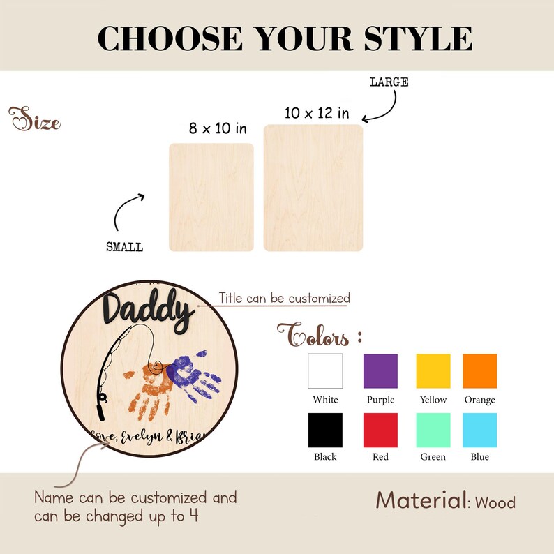 Custom Fishing Rod Handprint You're A Reel Cool Daddy Wooden Sign ...