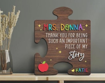 Teacher Appreciation Sign, Personalized Teacher Gifts, Thank you Gift from Kids, Teacher Name Sign for Desk, Classroom Teacher Sign Gift