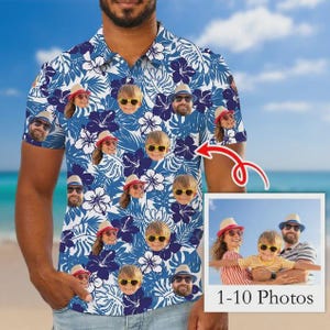 Personalized Hawaiian Polo Shirt with Face, Custom Face Short Sleeve Shirt, Shirt Gift for Husband, Personalized Shirt with Face for Dad