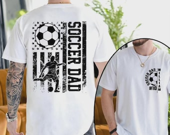 Personalized Soccer Dad Shirt, Custom Soccer Name & Number Shirt, Fathers Day Gifts, Soccer Game Day Daddy Shirt, Soccer Gift Shirt for Dad