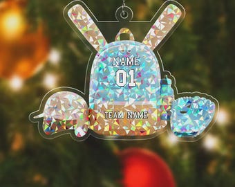 Personalized Ice Cream Baseball Drip Hologram Ornament, Ice Cream Baseball Bag Ornament, Baseball Team Name Gift, Sport Lover Xmas Gift