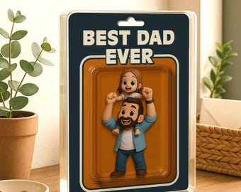 Personalized Your Photo Dad And Kids Action Figure Acrylic Block, New Dad Block Gifts, Best Dad Ever Block Plaque, Meaningfull Father Block