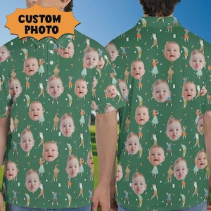 Personalized Kid Face Photo Portrait Best Dad By Par Shirt, Custom Kid Face for Dad Golfer Shirt, Funny Golf Polo Gift Shirt for Husband