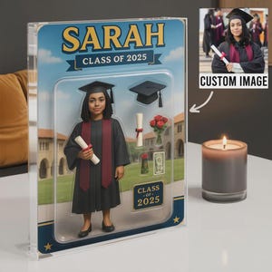 Personalized Photo Graduation Acrylic Block, Custom Graduation Action Figure Acrylic Block, Class Of 2025 Gift, Congrats Graduation Daughter
