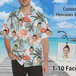 Personalized Hawaiian Polo Shirt with Face, Custom Face Short Sleeve Shirt, Shirt Gift for Husband, Personalized Shirt with Face for Dad