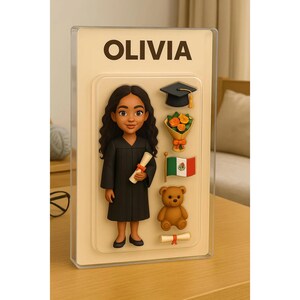 Personalized 3D Effect Graduation Action Figure Plaque, Photo Graduation Action Figure Acrylic Block, Custom Graduation Acrylic Plaque Gift