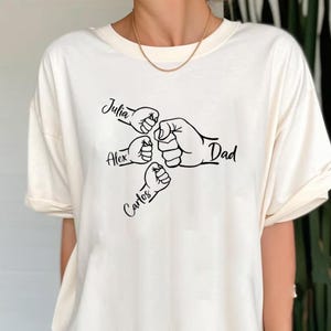Custom Fist Bump Dad Shirt, Dad Bump Hands Shirt With Kids Names, Father&#39;s Day Gift, New Dad Shirt, Personalized Grandpa Day Shirt Gift