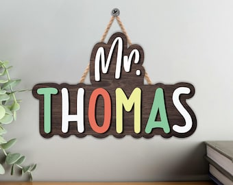 Personalized Teacher Door Wooden Sign, Custom Teacher Name Wooden Sign, Teacher Wooden Sign, 2025 Back To School Gift, Teacher Gift