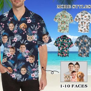 Custom Face Funny Hawaiian Button Down Shirt, Personalized Photo Hawaiian Shirt Birthday Gift, All Over Print Face Hawaiian Summer Shirt