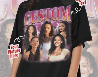 90s Vintage Bootleg Shirt, Custom Face Shirt, Custom Bootleg Rap Tee, Personalized Birthday Tee Gift, Custom Photo Girlfriend Shirts