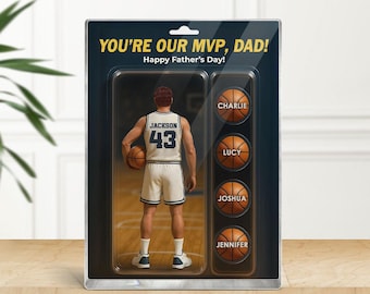 You're My MVP Dad Basketball With Kids' Names Custom Figure, Personalized Basketball Dad Block, Basketball Dad Lover Block For Dad n Husband