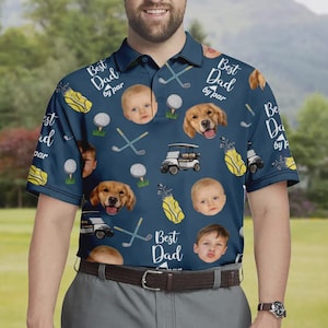 Best Dad By Par Shirt, Custom Face for Dad Golfer Shirt, Short Sleeve Golf Shirt Gift for Husband, Short Sleeve Golf Shirt Gift for Husband