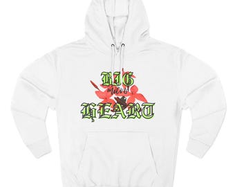 Fleece Hoodie - Big Micro Heart Print, Cozy Three-Panel Design