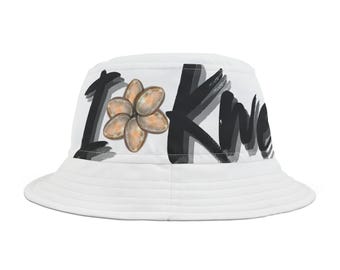 Iakwe Seashells Bucket Hat, USA Made Polyester Beach Hat