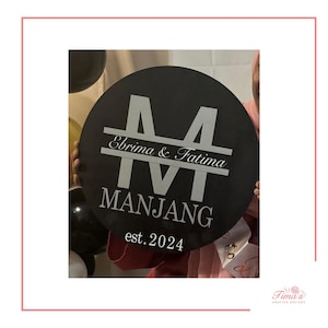 Letrero de boda personalizado/Letrero con nombre de pareja personalizado/Letrero de matrimonio personalizado/Decoración de pared con inicial de apellido/Letrero de boda con monograma de letra dividida