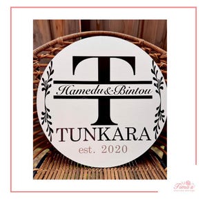 Letrero de boda personalizado/Letrero con nombre de pareja personalizado/Letrero de matrimonio personalizado/Decoración de pared con inicial de apellido/Letrero de boda con monograma de letra dividida