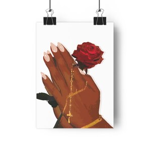 Art Print Wall Decor LA Fire Altadena Pasadena CA Fundraiser Winter Praying Rose Hands Wall art Home Decor Black History Gift Men Women