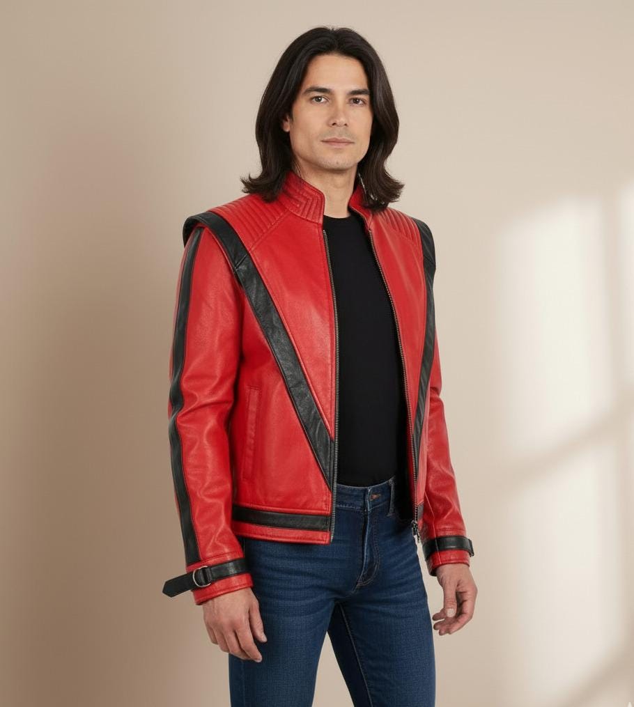 Handmade Michael Jackson Thriller Red Leather Jacket - Etsy