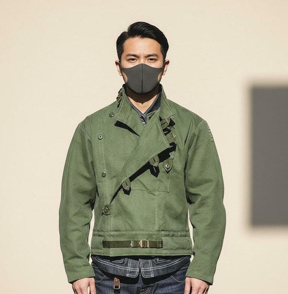 Handmade Men's Vintage Military Field Jacket | Army Green Cotton