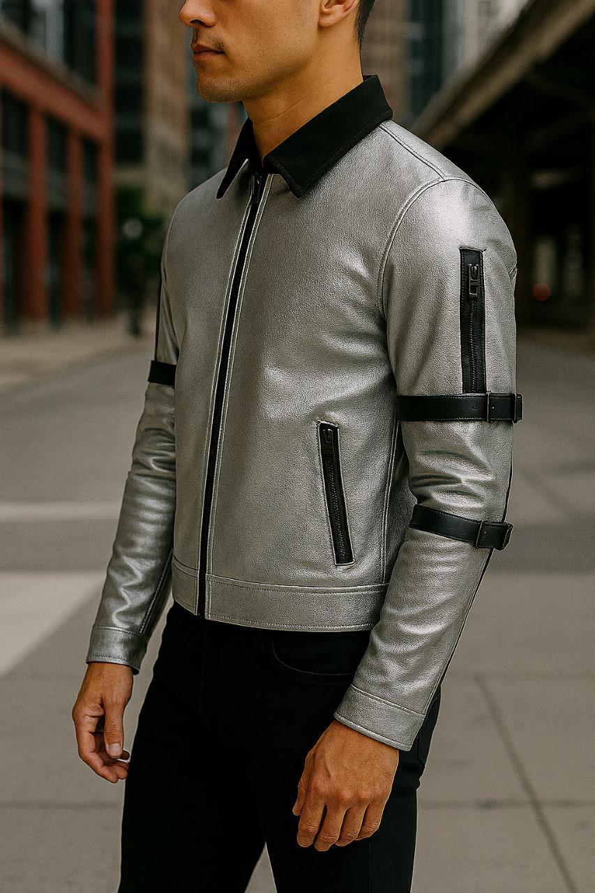 マイケルジャクソン Bad tour ボディスーツ上 Punk MJ Michael Jackson Classic BAD tour Silver Shine Bodysuit